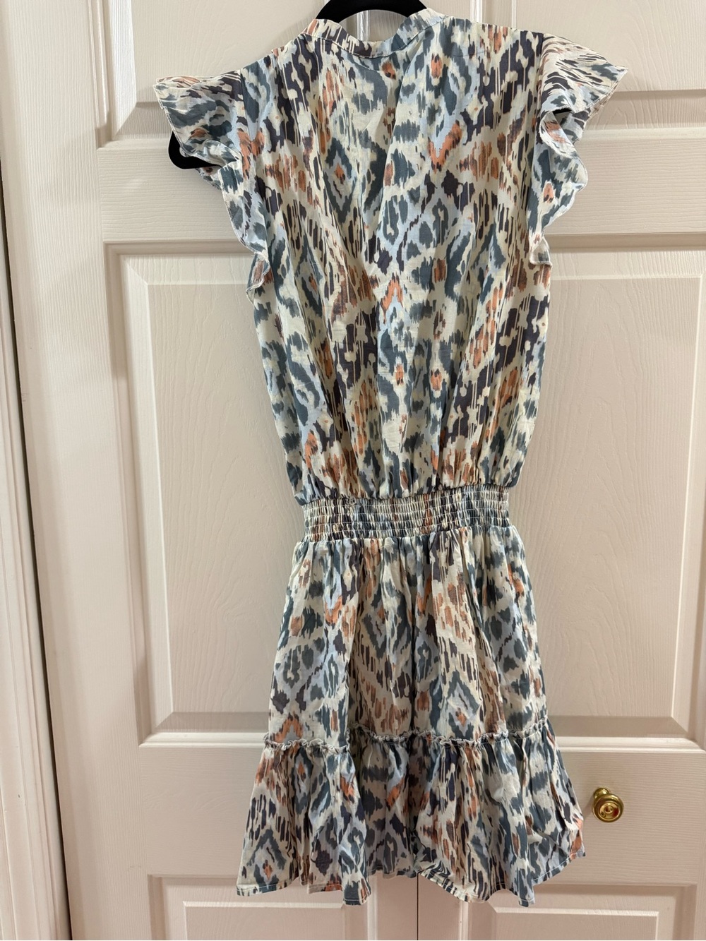 Tart Ezra Aztec Tribal Flutter Sleeve Smocked Mini Dress Boho Size S - Picture 7 of 11